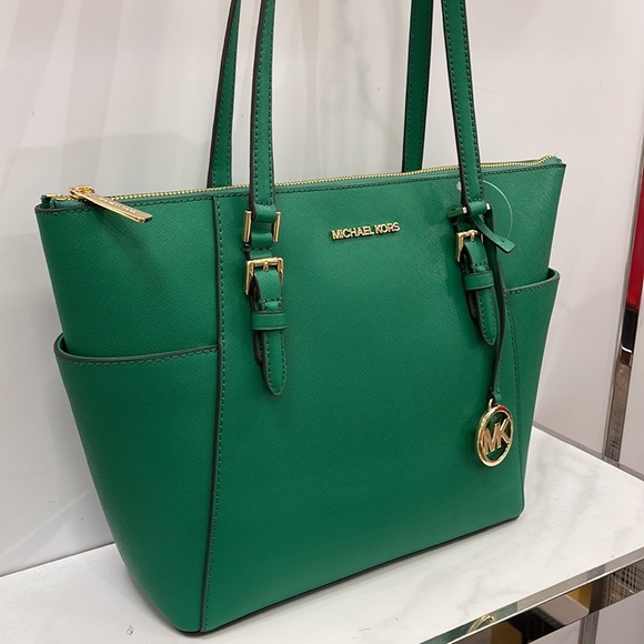 MICHAEL KORS Charlotte Large Leather Top-Zip Tote
Palmetto Green 
NWT - Picture 15 of 16
